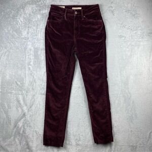 Levi's 721 High Rise Skinny Corduroy Velvet Burgundy Jeans Women's Size 27